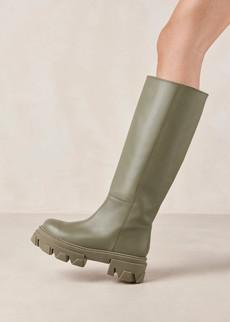 Katiuska Khaki Leather High Boot via Alohas