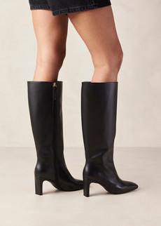 Isobel Black Leather Boots via Alohas
