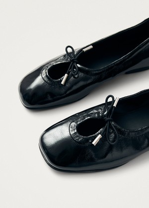 Rosalind Onix Black Leather Ballet Flats from Alohas