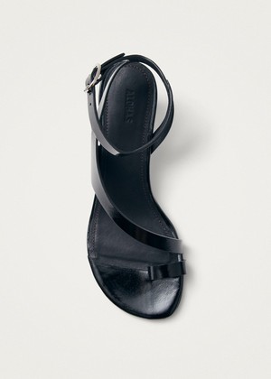 Miquela Onix Black Leather Sandals from Alohas