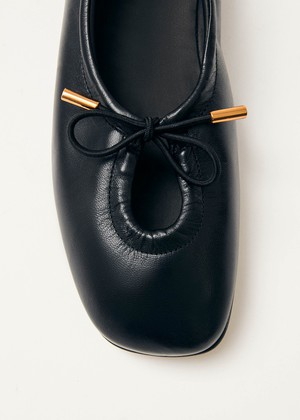 Rosalind Black Leather Ballet Flats from Alohas