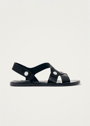 Mindy Onix Black Leather Sandals from Alohas