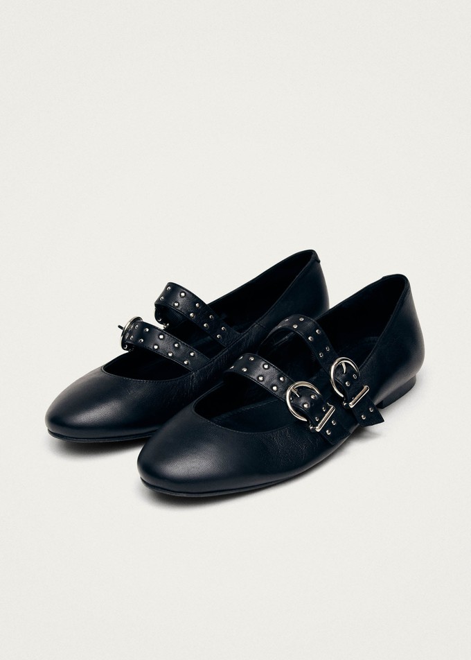 Thekla Black Leather Ballet Flats from Alohas