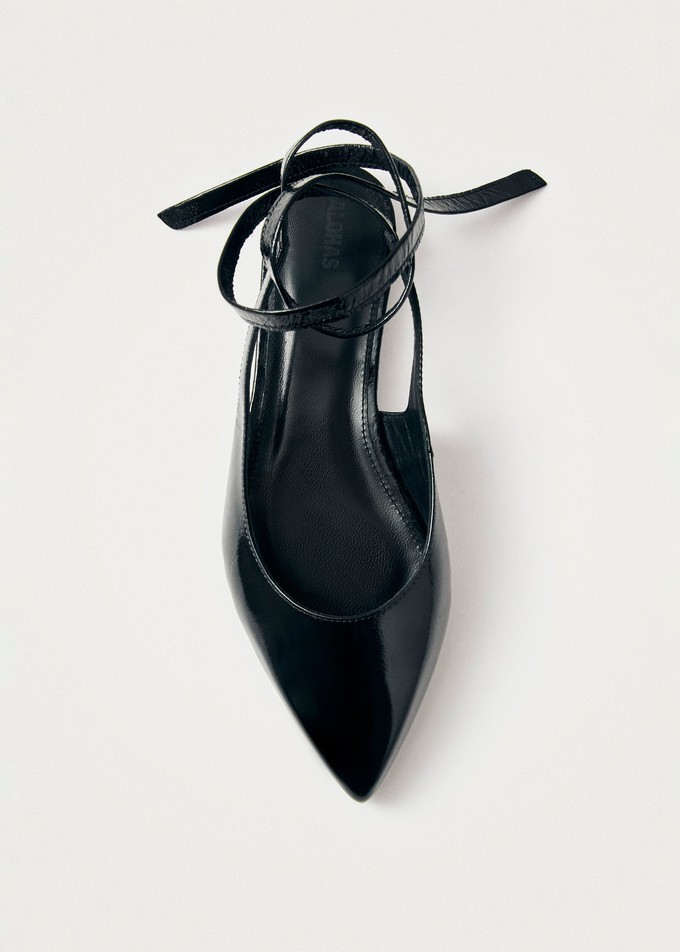 Ribbon Onix Black Leather Ballet Flats from Alohas