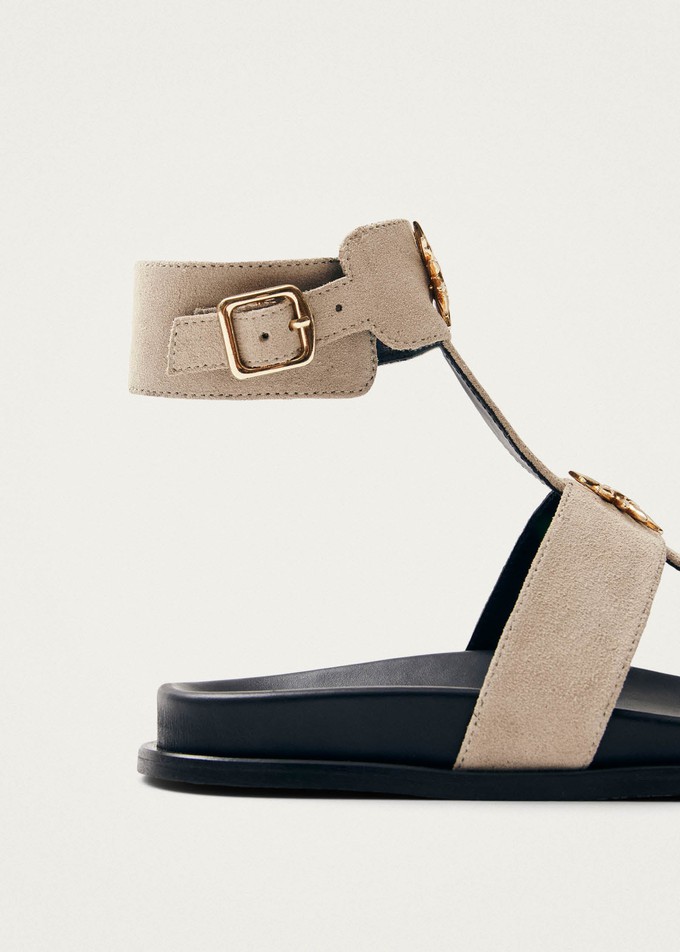 Clarisa Suede Cream Leather Sandals from Alohas