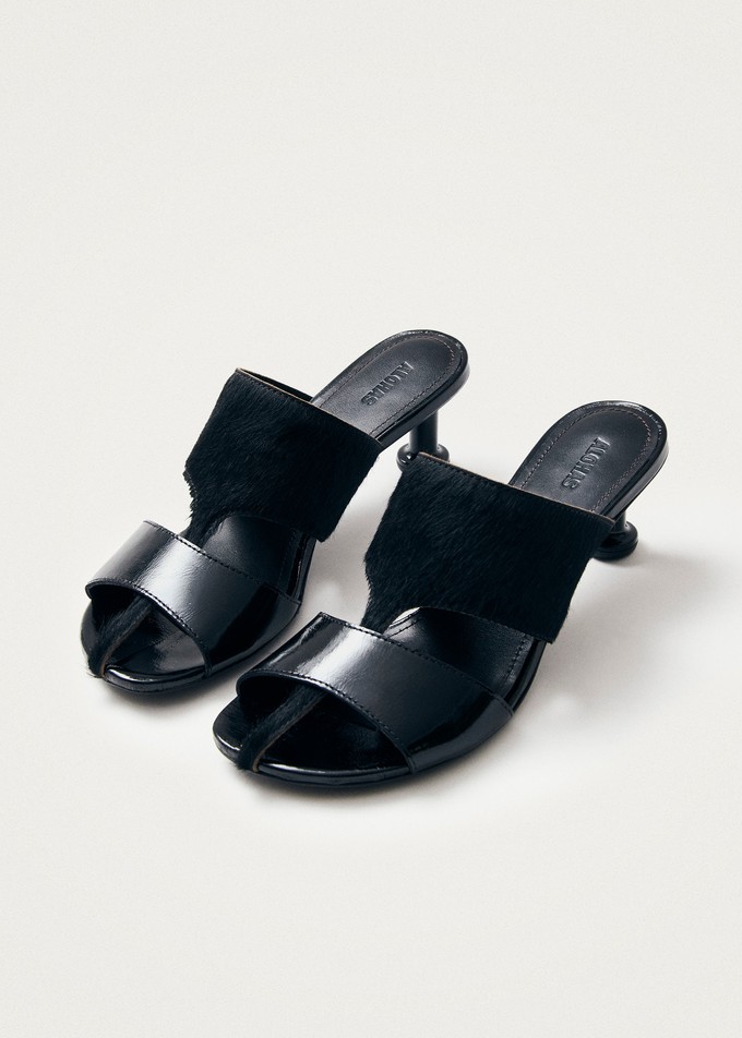 Rhea Soft Black Leather Sandals from Alohas