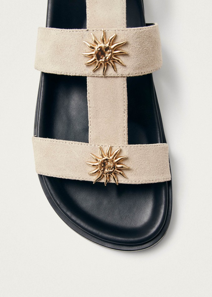 Clarisa Suede Cream Leather Sandals from Alohas