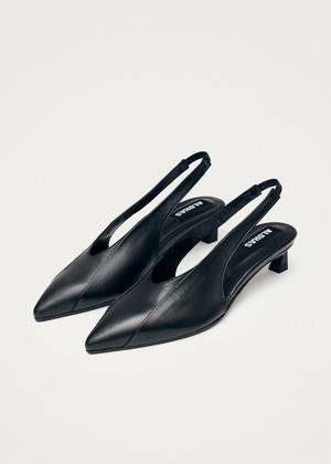 Evadne Black Leather Pumps from Alohas