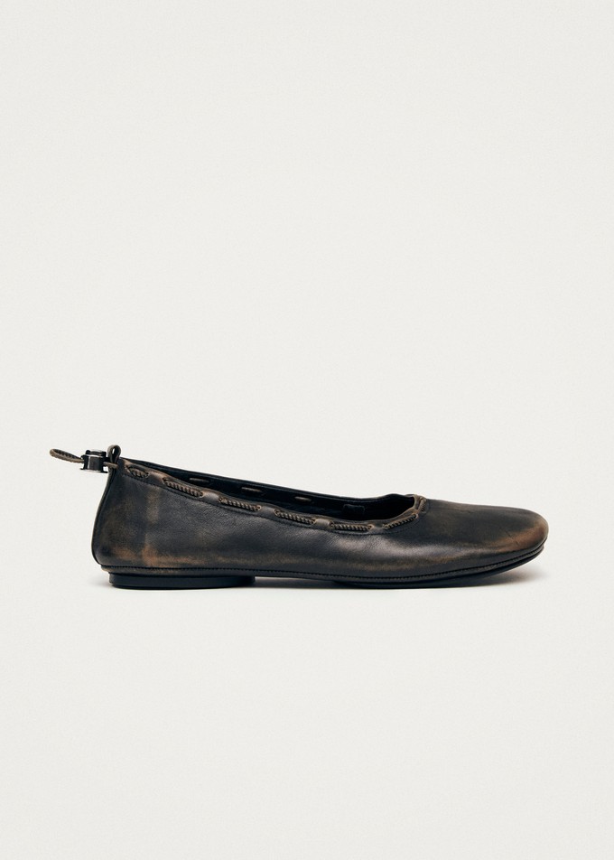 Gill Brushed Brown Leather Ballet Flats from Alohas