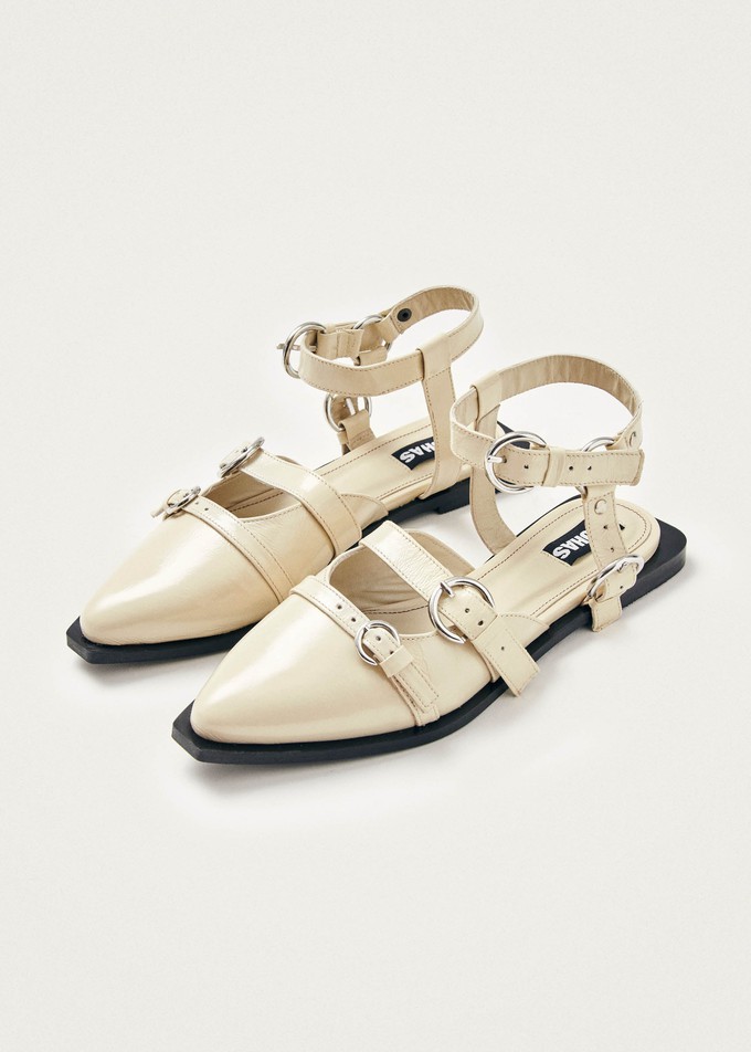 Thalara Onix Cream Leather Ballet Flats from Alohas