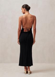 Delicate Strap Knit Dress Black via Alohas
