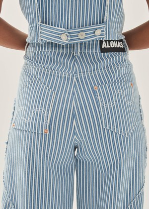 Lorenza Stripes Blue White Denim Trousers from Alohas