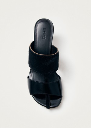 Rhea Soft Black Leather Sandals from Alohas