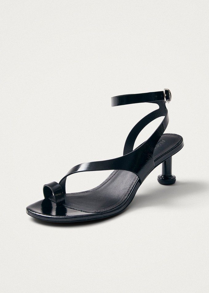 Miquela Onix Black Leather Sandals from Alohas