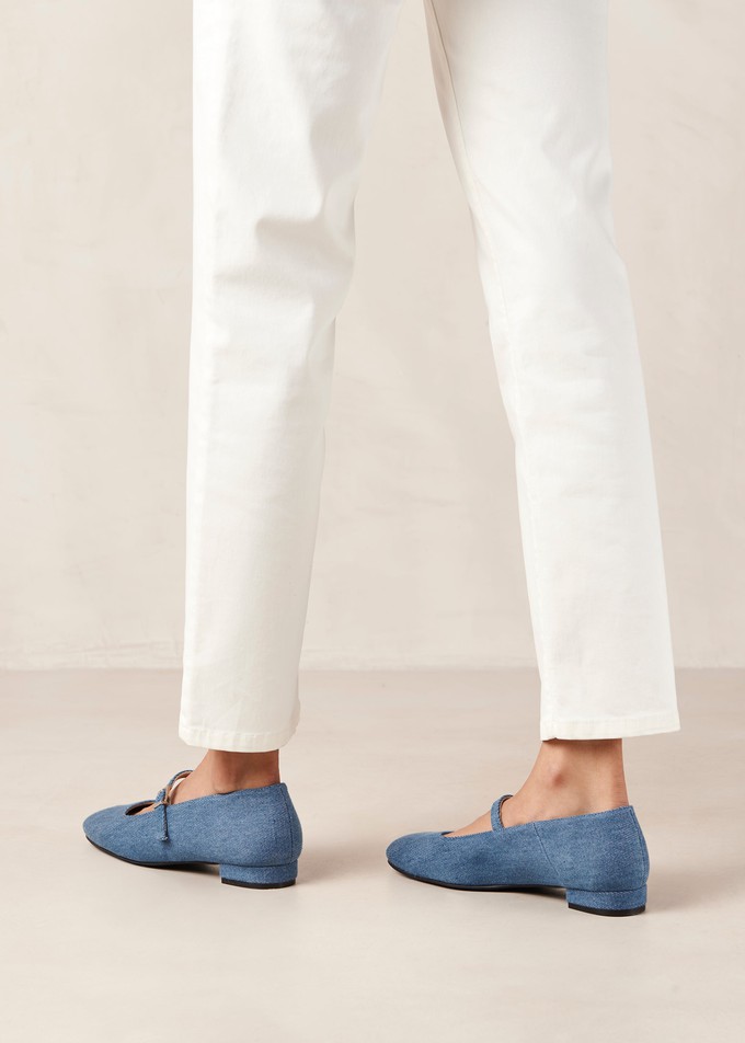 Por Do Sol Denim Blue Denim Ballet Flats from Alohas