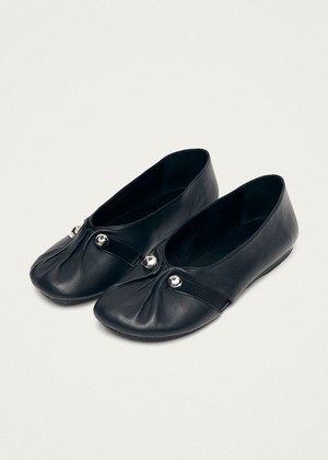 Ravena Black Leather Ballet Flats from Alohas