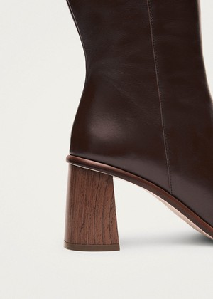 East Coffee Brown Leather Boots from Alohas