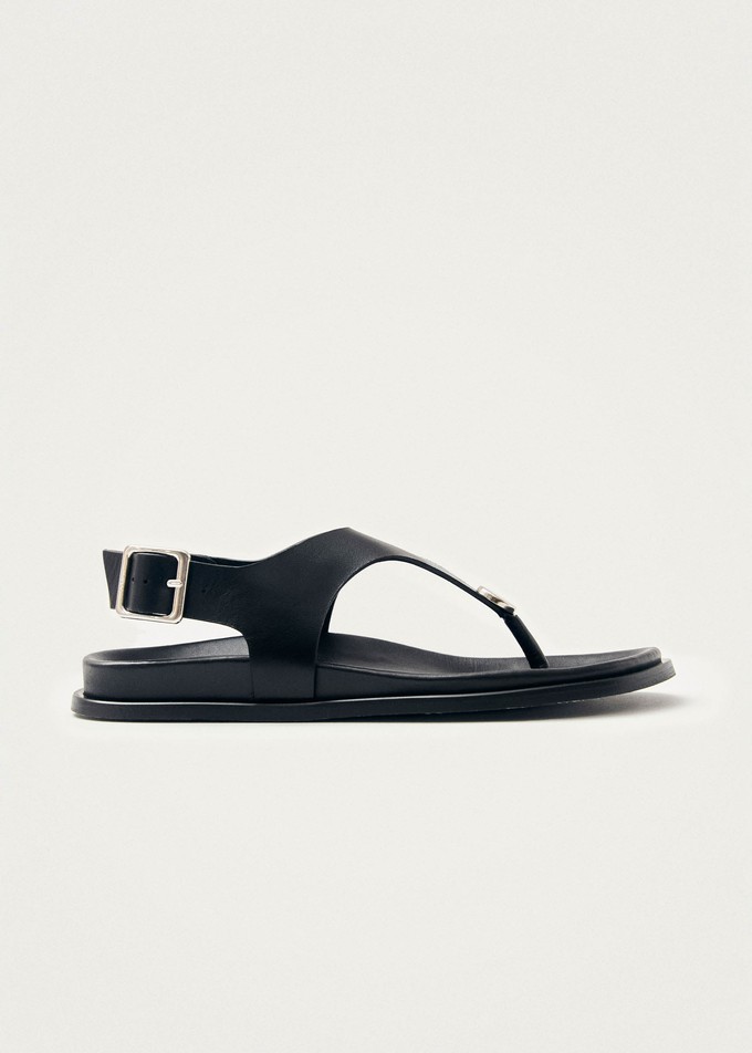 Harbor Black Leather Sandals from Alohas