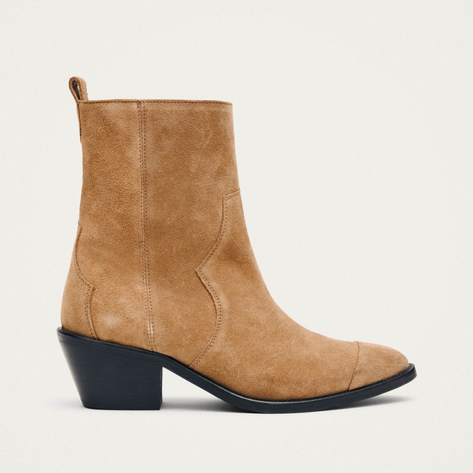 Austin Suede Tan Leather Ankle Boots from Alohas