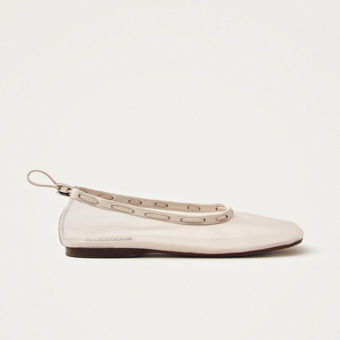 Gill Mesh White Ballet Flats from Alohas