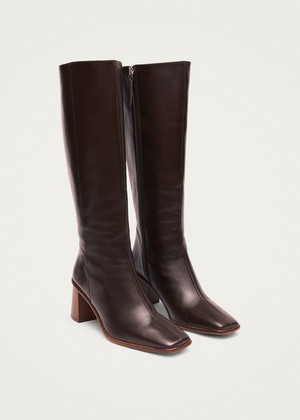 East Coffee Brown Leather Boots from Alohas