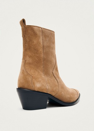 Austin Suede Tan Leather Ankle Boots from Alohas