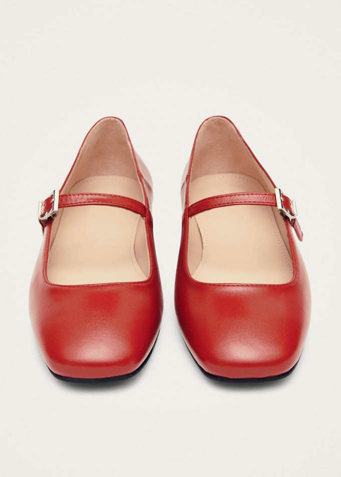 Por Do Sol Red Leather Ballet Flats from Alohas