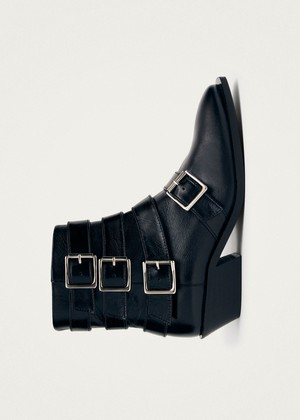 Eras Black Leather Ankle Boots from Alohas