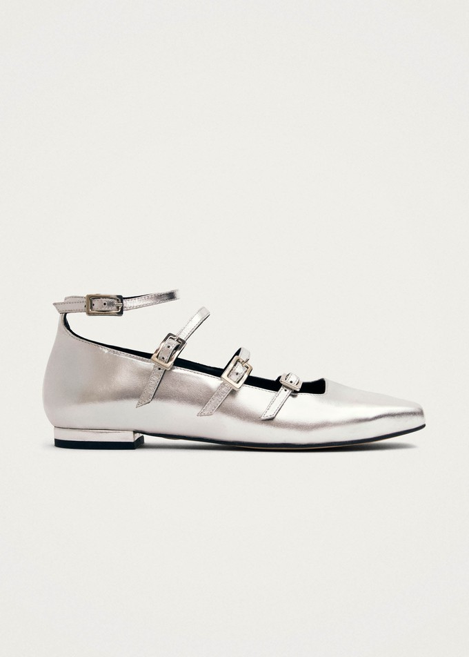 Luke Shimmer Silver Leather Ballet Flats from Alohas