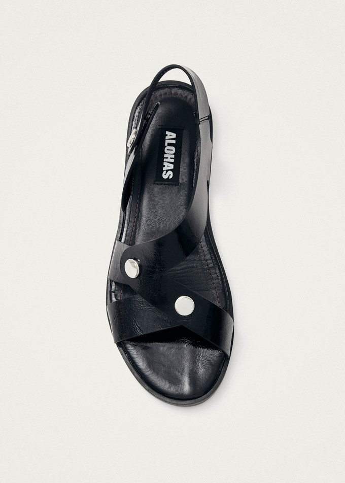 Mindy Onix Black Leather Sandals from Alohas