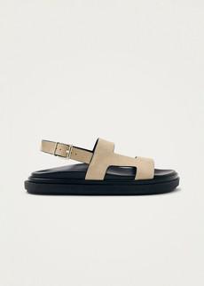 Lorelei Suede Beige Leather Sandals via Alohas