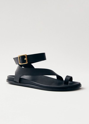Myles Black Leather Sandals from Alohas