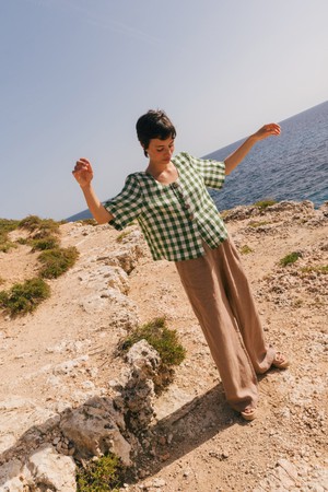 Lydia classic linen pants in Rosy Brown from AmourLinen