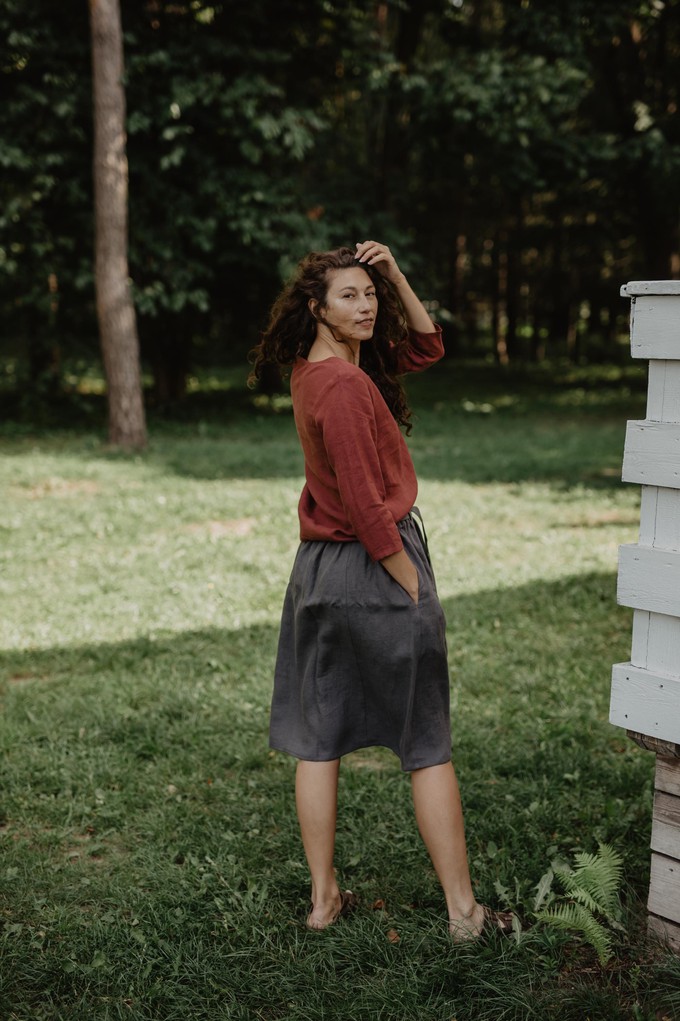 Bergen mid-length linen skirt from AmourLinen