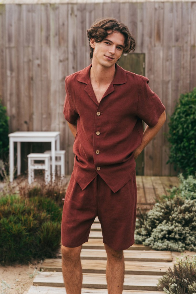 Linen loungewear shorts set ASPEN in Terracotta from AmourLinen