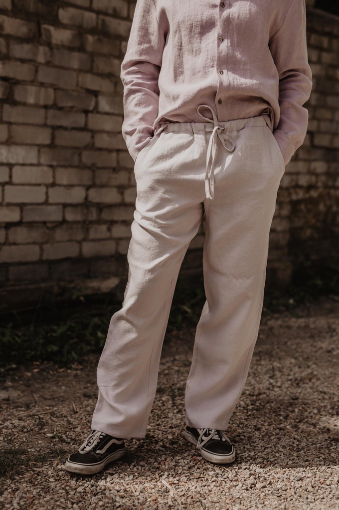 Linen pants ADONIS in Cream from AmourLinen