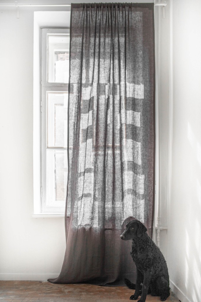 Tab top linen curtain in Charcoal from AmourLinen