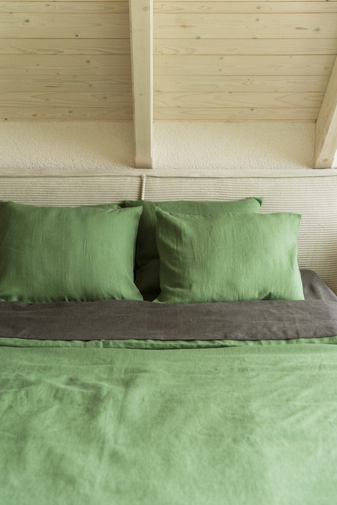 Linen pillowcase in Matcha Green from AmourLinen