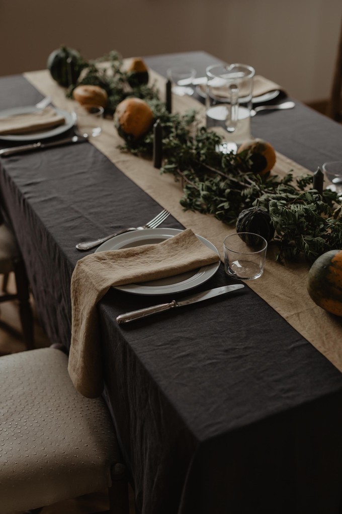 Linen tablecloth in Charcoal from AmourLinen