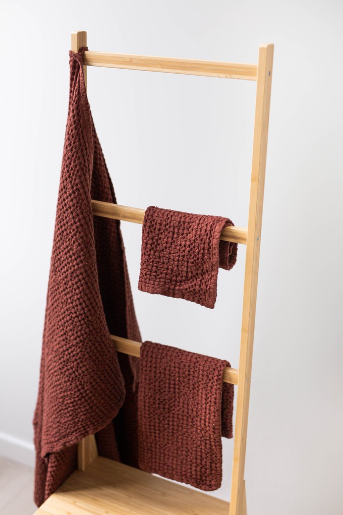 Linen waffle bath towel in Terracotta from AmourLinen