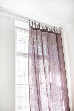 Tie top linen curtain in Dusty Lavender from AmourLinen