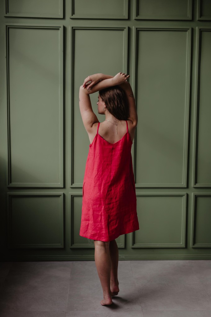 Linen slip dress ZOE in Viva Magenta from AmourLinen