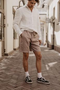 Linen shorts ARES in Charcoal via AmourLinen