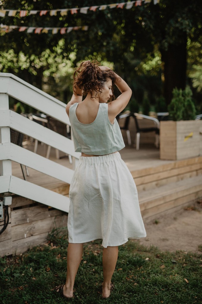 Linen skirt with buttons DAISY in Striped from AmourLinen