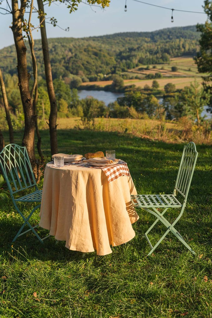 Round linen tablecloth in Mustard from AmourLinen