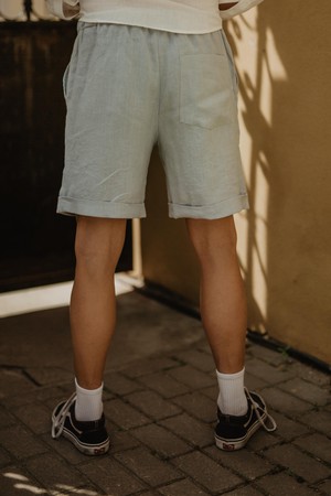 Linen shorts ARES in Sage Green from AmourLinen