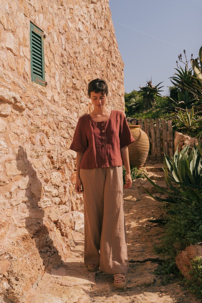 Lydia classic linen pants in Rosy Brown from AmourLinen