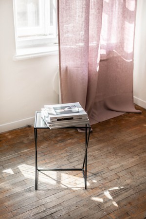 Tie top linen curtain in Dusty Rose from AmourLinen