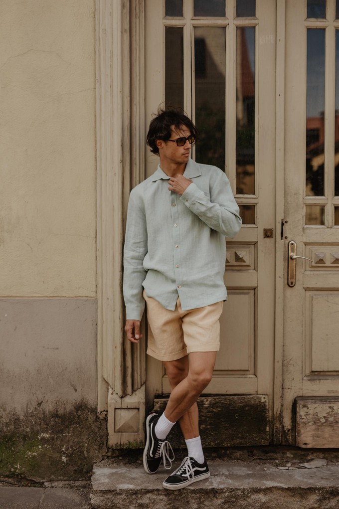 Classic linen shirt HECTOR in Sage Green from AmourLinen