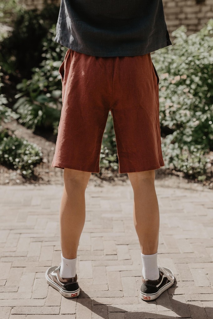 Classic linen shorts HERMES in Terracotta from AmourLinen